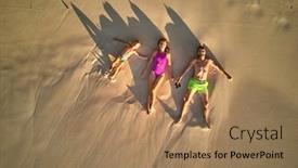  Presentation with family - Colorful theme enhanced with family-lying-down-on-beach backdrop and a coral colored foreground