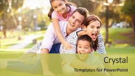  Presentation with park - Amazing presentation theme having family lying on grass backdrop and a yellow colored foreground