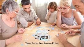  Presentation with puzzle family - Audience pleasing presentation design consisting of family making puzzle backdrop and a lemonade colored foreground