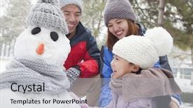  Presentation with family infographic - Amazing slide set having family making snowman backdrop and a light gray colored foreground