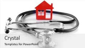  Presentation with white house - Colorful slide set enhanced with red plastic house and stethoscope backdrop and a light gray colored foreground