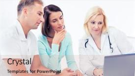  Presentation with meeting family - Cool new slides with family meeting - healthcare medical and technology concept backdrop and a coral colored foreground