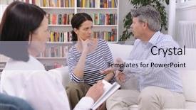  Presentation with married couple - Presentation design enhanced with family meeting - married couple consults talking background and a light blue colored foreground