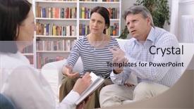  Presentation with married couple - Presentation theme having family meeting - married couple consults talking background and a light blue colored foreground
