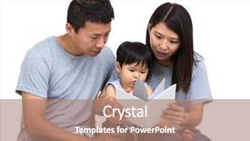  Presentation with baby book - Slide set with family members - parent reading book with baby background and a coral colored foreground