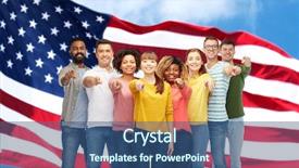  Presentation with diversity women - Beautiful slide deck featuring family memorial - diversity immigration and people concept backdrop and a ocean colored foreground