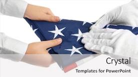  Presentation with family holding hands - Presentation theme having family memorial - hands holding folded american flag background and a white colored foreground
