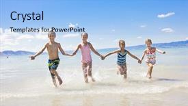  Presentation with vacation - Slide deck featuring family memories - kids on vacation background and a light blue colored foreground