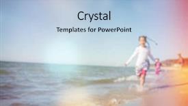  Presentation with memories - Slide set having family memories - kids running at the beach background and a light blue colored foreground