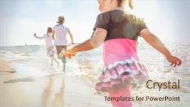  Presentation with memories - Beautiful PPT theme featuring family memories - kids running at the beach backdrop and a lemonade colored foreground