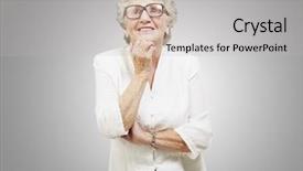  Presentation with memories - Beautiful theme featuring family memories - portrait of a senior woman backdrop and a light gray colored foreground
