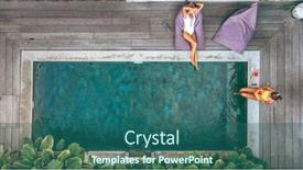  Presentation with child teen - Colorful slide deck enhanced with family mom and teen child relaxing at pool on bali private villa top view from above backdrop and a ocean colored foreground
