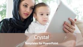  Presentation with cute baby - Cool new PPT theme with family mother and cute baby backdrop and a coral colored foreground