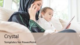  Presentation with cute baby - Presentation theme enhanced with family mother and cute baby background and a lemonade colored foreground