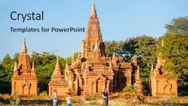  Presentation with ancient temples - Colorful slide set enhanced with family mother and kids visiting backdrop and a light blue colored foreground