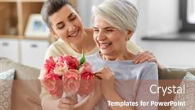  Presentation with family day - Presentation design with family-mother-s-day background and a coral colored foreground