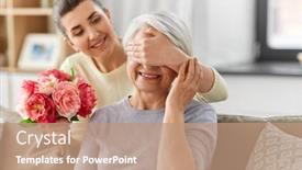  Presentation with family day - Presentation theme featuring family-mother-s-day background and a coral colored foreground