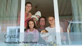  Presentation with family pet - Cool new presentation design with family-mother-woman-father-man backdrop and a light blue colored foreground