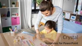  Presentation with motherhood - Colorful slide deck enhanced with family-motherhood-and-leisure-concept backdrop and a coral colored foreground