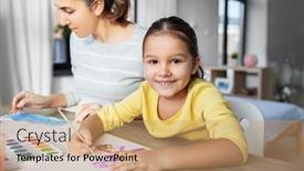  Presentation with motherhood - Audience pleasing PPT layouts consisting of family-motherhood-and-leisure-concept backdrop and a coral colored foreground