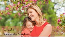  Presentation with motherhood - Cool new slide deck with family-motherhood-and-people-concept backdrop and a coral colored foreground