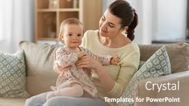  Presentation with motherhood - Beautiful slide set featuring family-motherhood-and-people-concept backdrop and a coral colored foreground