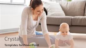  Presentation with baby toy - Presentation featuring family-motherhood-and-people-concept background and a coral colored foreground