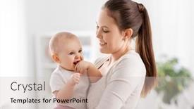  Presentation with happy baby - Presentation theme enhanced with family-motherhood-and-people-concept background and a soft green colored foreground