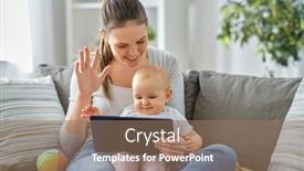  Presentation with happy baby - PPT theme having family-motherhood-and-people-concept background and a coral colored foreground