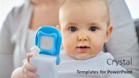  Presentation with baby toy - Theme featuring family-motherhood-and-people-concept background and a light blue colored foreground