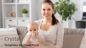  Presentation with water cup - Slides enhanced with family-motherhood-and-people-concept background and a coral colored foreground