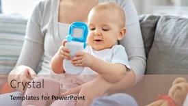  Presentation with baby toy - PPT layouts having family-motherhood-and-people-concept background and a coral colored foreground