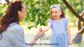  Presentation with summer flowers - PPT theme with family-motherhood-and-people-concept background and a light blue colored foreground