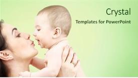  Presentation with parenting - PPT theme consisting of kissing adorable baby over green background and a soft green colored foreground