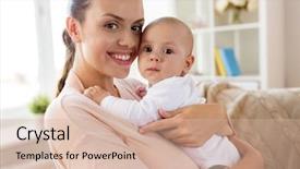  Presentation with motherhood - Beautiful presentation design featuring family motherhood and people concept backdrop and a soft green colored foreground