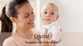  Presentation with motherhood - Beautiful presentation design featuring family motherhood and people concept backdrop and a coral colored foreground