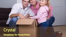  Presentation with real estate - PPT theme enhanced with family moving house real estate background and a  colored foreground