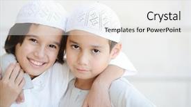  Presentation with for the people - PPT theme consisting of family muslim - lifestyle posing people background and a white colored foreground