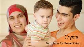  Presentation with people voting election - Presentation theme with family muslim - lifestyle posing people background and a coral colored foreground