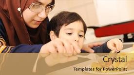  Presentation with muslim family - Amazing PPT theme having family muslim - portrait of young mother backdrop and a yellow colored foreground