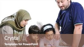  Presentation with muslim family - Theme enhanced with family muslim background and a coral colored foreground