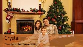  Presentation with fireside - Slide deck featuring family near fireplace in christmas background and a  colored foreground