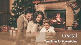  Presentation with fireside - Beautiful presentation featuring family near fireplace in christmas backdrop and a coral colored foreground