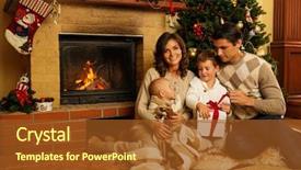  Presentation with fireside - Cool new presentation design with family near fireplace in christmas backdrop and a  colored foreground