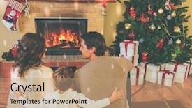  Presentation with house - Audience pleasing slides consisting of family near fireplace in decorated backdrop and a coral colored foreground