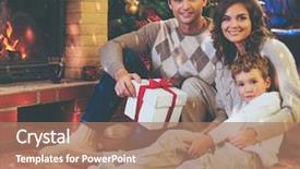  Presentation with fireside - Slide deck consisting of family near fireplace in decorated background and a coral colored foreground