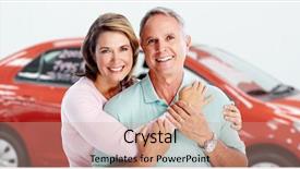  Presentation with auto dealership - Beautiful slide deck featuring automobile senior - happy family near new car backdrop and a coral colored foreground