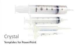  Presentation with medical devices - Cool new presentation with family of different size syringes medical devices for measuring and analyzing liquid specimens backdrop and a white colored foreground