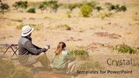  Presentation with safari - Amazing PPT layouts having family-of-father-and-child backdrop and a coral colored foreground