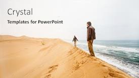  Presentation with sand ocean - Slides with family-of-father-and-daughter background and a white colored foreground